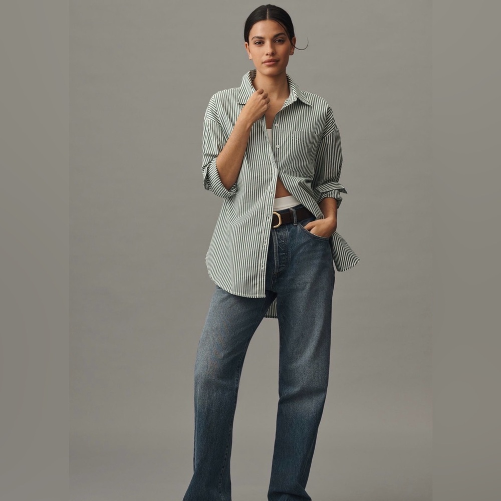 The Bennet Buttondown Shirt by Maeve - Size S - Moss - Picture 4 of 12